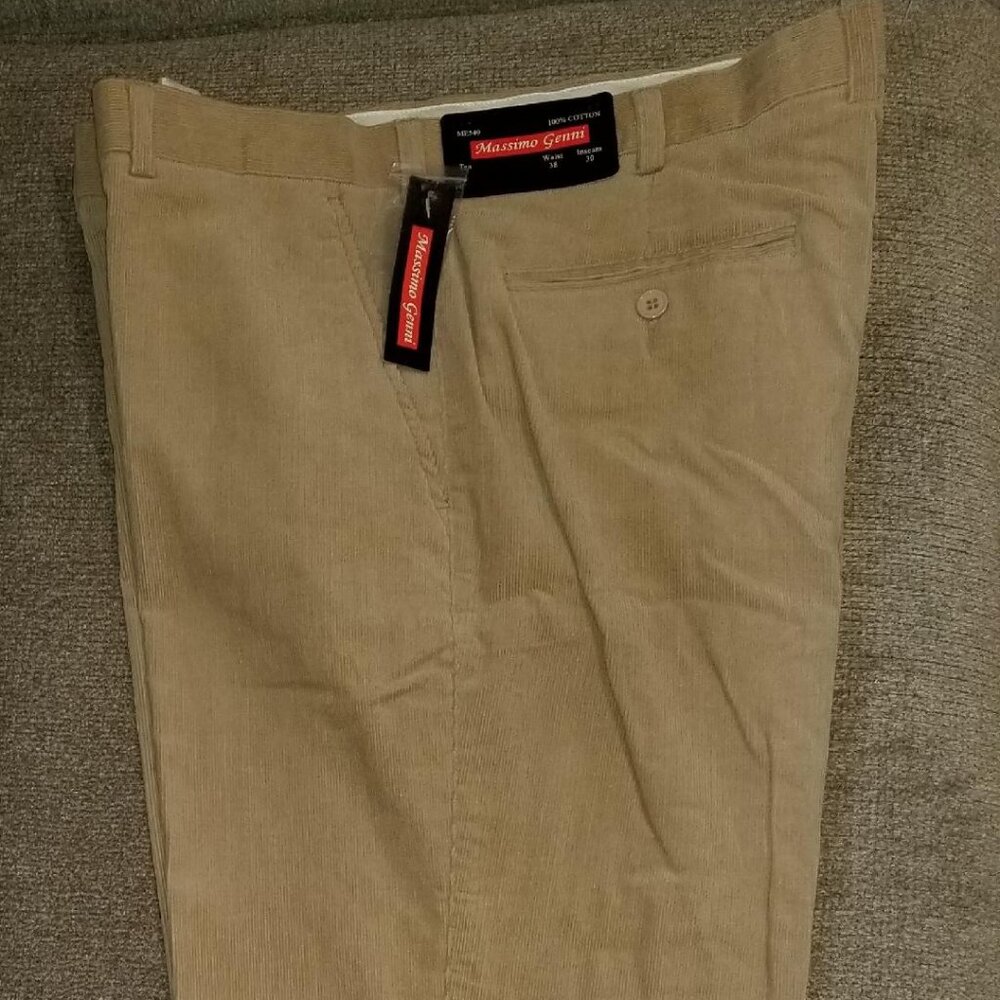NWT Massimo Genni Men's Tan Corduroy Pants - Size 38/30